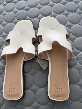 a new day White Cutout Slide Sandals